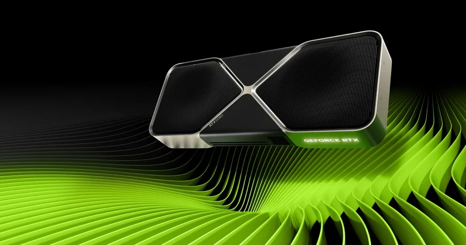 GeForce RTX 5080 Founders Edition sur un fond noir et vert.